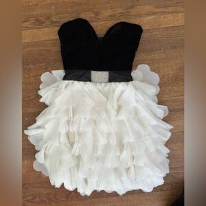 Sherri Hill Black and White Ruffled Kids Dress